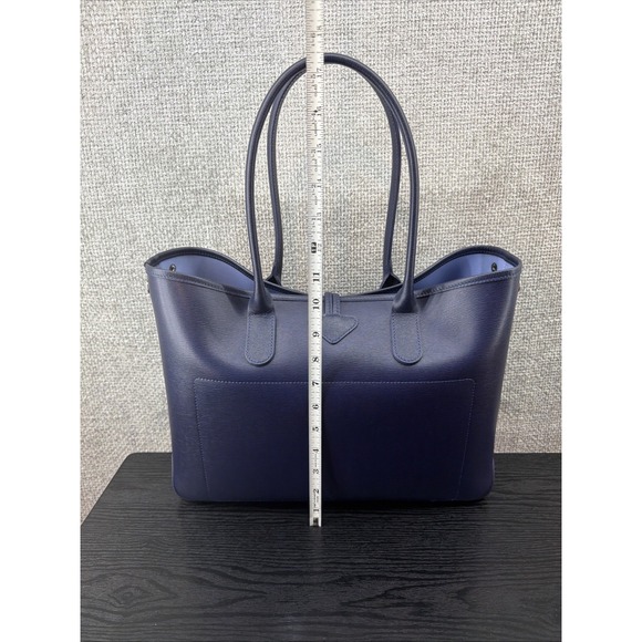 LongChamp Tote Bag Medium Navy Blue Roseau Leather Toggle Shoulder Handbag - Picture 11 of 15